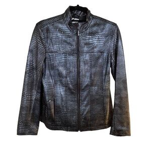 Chico’s Women’s Metallic Snake Skin 100% Leather Jacket.  Size 0